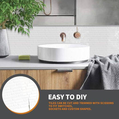 Yipscazo 10 Sheets Peel and Stick Backsplash for Kitchen,12''x12'' Waterproof Stick on Backsplash Smart Tiles for Bathroom,Removable Self Adhesive Wall Tiles (White Washed) - color: White Washed