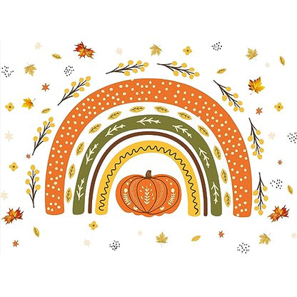 7x5ft Autumn Pumpkin Photography Background Fall Maple Leaves Pumpkin Backdrop Thanksgiving Party Decorations Baby Shower Birthday Portrait Photo Props