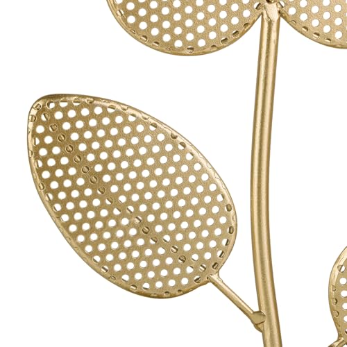 NIKKY HOME Floral Shape Earring Holder Hanging Organizer Stand Metal Jewelry Tree Table Top Ear Stud Holder Tower Rack with Ring Tray for Girls, Gold