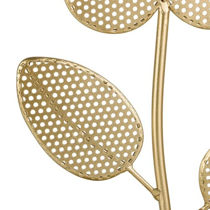 NIKKY HOME Floral Shape Earring Holder Hanging Organizer Stand Metal Jewelry Tree Table Top Ear Stud Holder Tower Rack with Ring Tray for Girls, Gold
