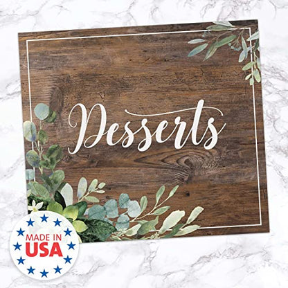 Lush Greenery Desserts Sign / 8" x 9" Rustic Wedding Event/Greenery Faux Wood Table Top Dessert Sign/Sweets And Treats Event/Made In The USA - color: Lush Greenery, style: Desserts