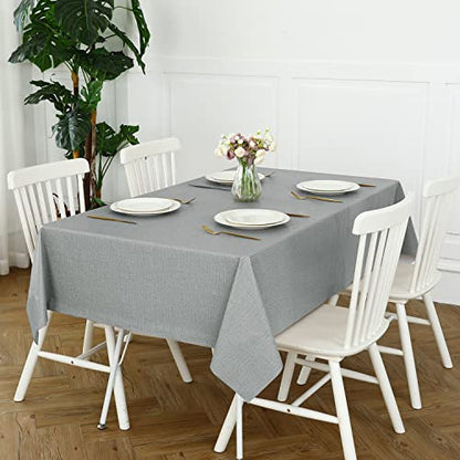 Romanstile 100% Waterproof PVC Tablecloth, Rectangle Oil Spill Proof Stain Resistant Vinyl Table Cloth, Wipe Clean Plastic Table Covers for Kitchen/Dining/Parties - 54 x 108 Inch, Light Grey - color: Light Grey, size: 54" x 108" (Rectangular)