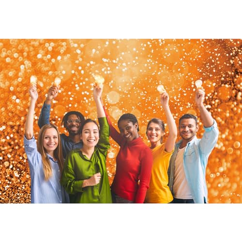 15x10ft Orange Glitters Backdrop Dreamy Warm Light Spot Sparkles Photography Background Wallpaper Decor Thanksgiving Baby Shower Birthday Party for New Baby Kids Portrait Studio Props - size: 15x10ft