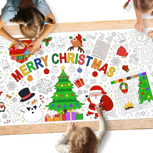 Gatherfun Christmas Decorations - Versatile 31.5 x 72 Inches Activity Poster, Merry Christmas Party Coloring Banner/Table Cover for School Parties and Special Events - style: Christmas