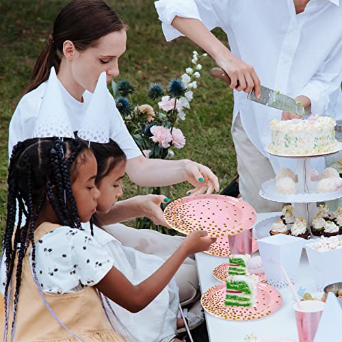 Pink and Gold Party Supplies,Serves 35 Guests Pink Paper Plates and Napkins,Disposable Party Paper Plates for Birthday Wedding - color: Pink Gold Dot Paper Plate
