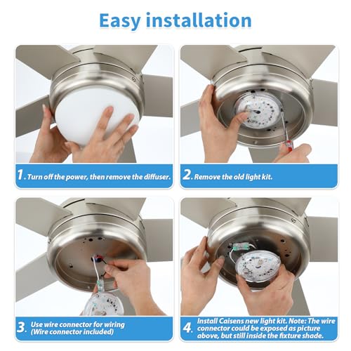 4 Inch Ceiling Fan LED Light Replacement, 18W 6000K 2200LM LED Ceiling Fan Light Kit, Round Ceiling Fan Light Kit Replacement, 120V, CRI90, Dimmable (Natural Daylight) - color: Natural Daylight White 6000K