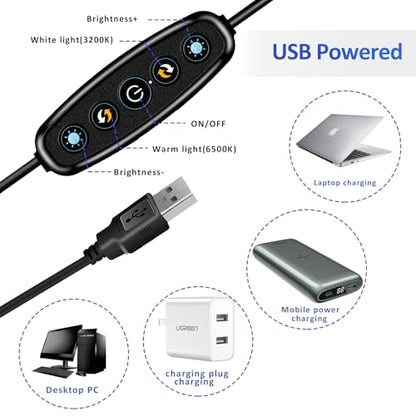 Cyezcor Video Conference Lighting Kit， Clip on Light Reading Lights， Ring Light, 360 ° Flexible Gooseneck Bed Night Light ，Computer Laptop Video Conferencing - size: 6 Inch