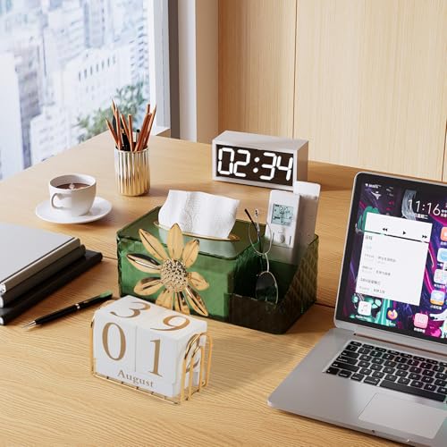 1 Set Wooden Block Calendar for Desk Wood Perpetual Calendar Daily Desktop Perpetual Calendar Month Date Display Blocks Sunflower Desk Accessories for Home Office Decor - color: Sunflower