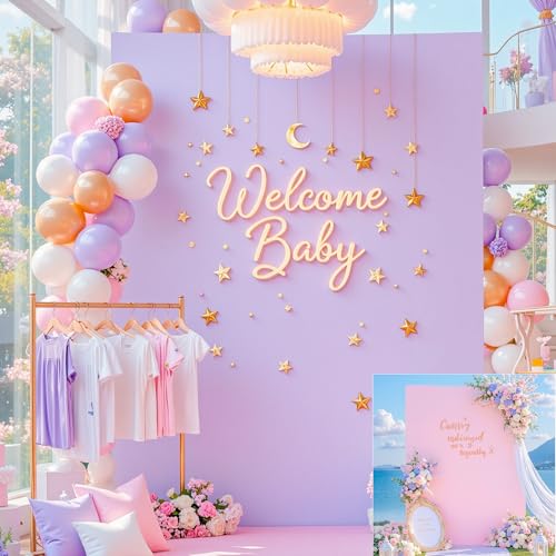 Square Arch Backdrop Covers 6.6FT x 5.2FT Pink and Purple Wedding Arch Cover Stretchy Backdrop Square Arch Stand Cover Spandex for Birthday Party Baby Shower Ceremony Banquet Decoration - color: Pink+Purple