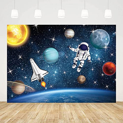 AIBIIN 7x5ft Outer Space Photo Backdrop Universe Planet Star Galaxy Astronaut Rocket Photography Background Kids Boy Birthday Party Decorations Banner Photo Props - size: 7x5ft