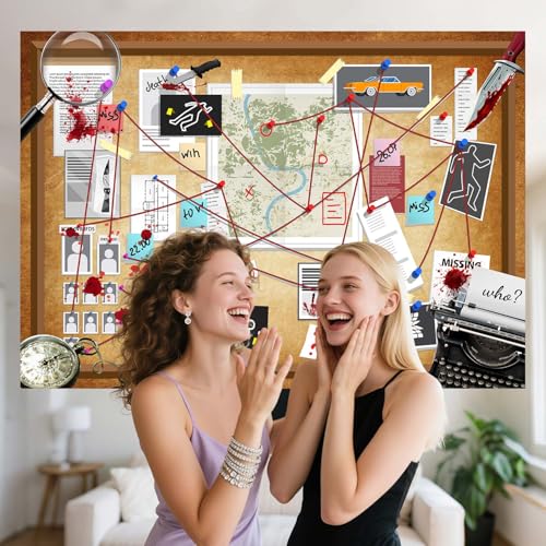 6X4FT Crime Scene Decorations Backdrop Murder Mystery Party Photo Backdrop Detective Photography Background Halloween Spy Party Decorations Background Board Banner Photo Booth Prop Wall Decor - size: 6X4FT