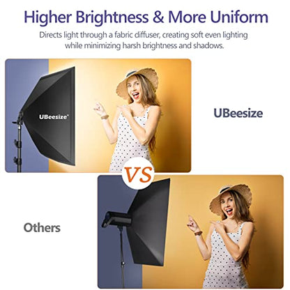 UBeesize Softbox Photography Lighting Kit, 27” x 20” Continuous Lighting Kit with 2pcs 40W E27 Socket 6500K Bulbs, Professional Photo Studio Lighting for Video Recording, Portrait Shooting - style: Rectangular Softbox+Daylight Bulb