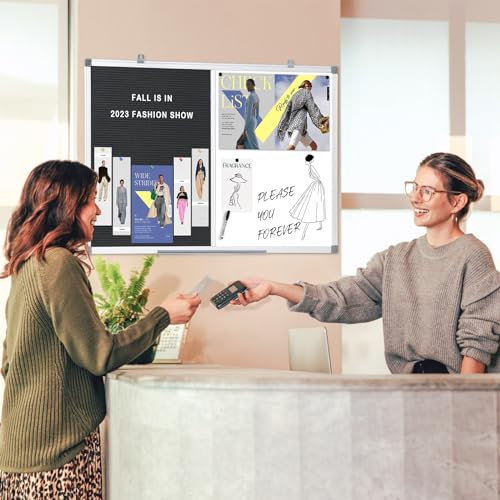 S SWANCROWN Felt Board White Board Combo/Letter Board/Dry Erase Whiteboard for Office, Classroom Home, Black, 24x18 Inch - color: Black-vertical, size: 24"W x 18"H