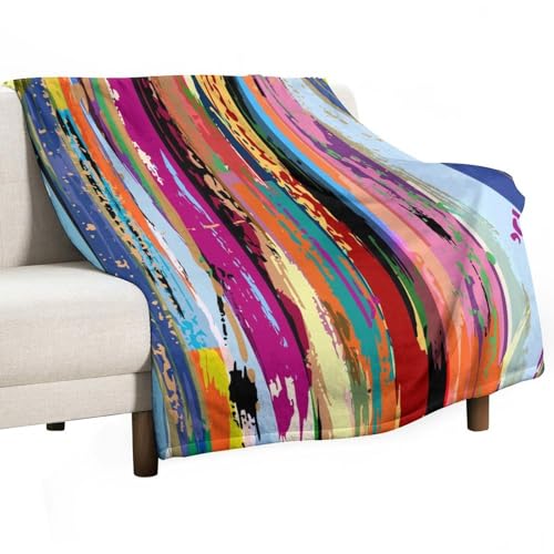 Abstract Throw Blanket Colorful Rainbow Design Multicolored Graffiti Tainted Pattern Blanket for Sofa Bed Couch Chair Or Dorm 40"x50" - color: Style, size: 40"x50"
