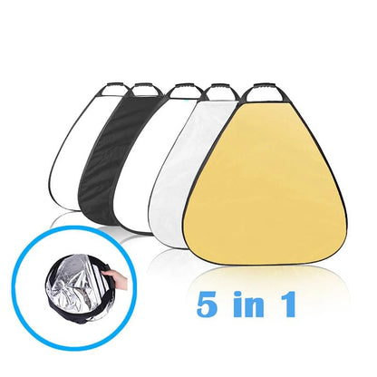 REFLEX CAMERA 5-in-1 Triangle Photography Reflector 80cm | Gold Silver White Transparent Black | Single-Hand Grip | Portable Durable Light Reflector with Carrying Case (80cm (31.5in)) - size: 80cm (31.5in)