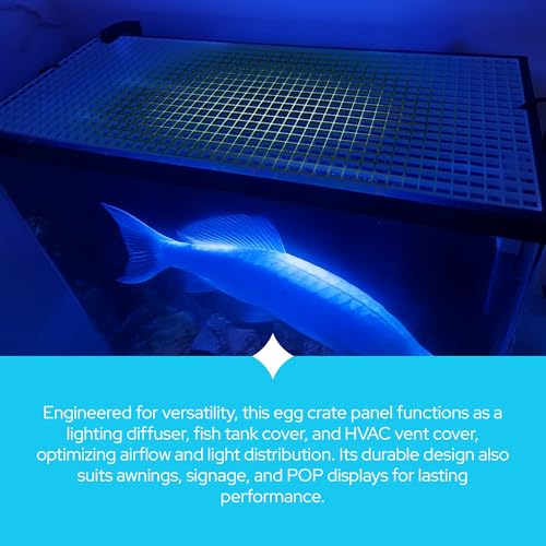 KASTLITE Egg Crate Panel 1-Pack in White | Polystyrene | 23 5/8” x 23 5/8" with 1/2" x 1/2" x 3/8" Cell Size | Manufactured by American Louver | Ceiling Light Covers, HVAC Grilles, Aquarium Eggcrates - color: White