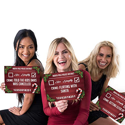 Christmas Photo Booth Prop Mugshot Signs! 20 Double sided cards for 40 fun options!