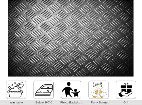 15x10ft Black Diamond Plate Metal Backdrop Textured Industrial Surface Photography Background for Steampunk Events Industrial Party Tapestry Decorations Banner Photo Booth Props - size: 15x10ft