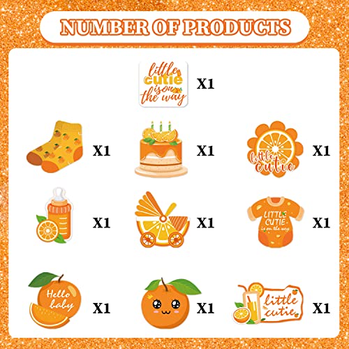 Little Cutie Baby Shower Decorations - 16pcs Orange Party Decorations 2pcs Glitter Baby Shower Banners 14pcs Orange Hanging Swirls Little Cute is on the Way Birthday Party Decor Supplies - style: Little Cutie