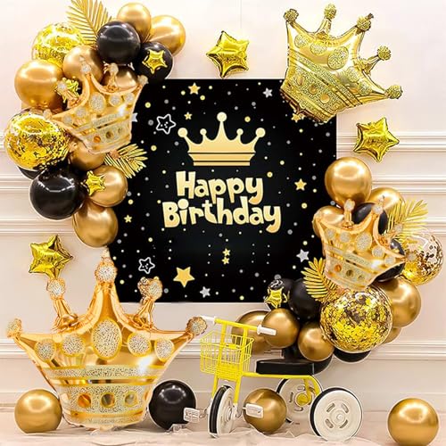 HILAVO Crown Balloons, Large Gold Foil Crown Balloons Gold Crowns Decoration for King and Queen Party Royalty Birthday Wedding Party Baby Shower Decorations Supplies - color: Crown