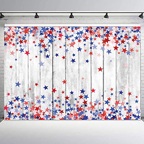 10x8ft Independence Day Patriotic Photography Backdrop Red and Blue Stars on Rustic Wood Boards 4th of July Photo Backdrop Patriotic Veterans Memorial Background Party Decor Banner Photo Booth Props - color: Grey, size: 10'Wx8'L