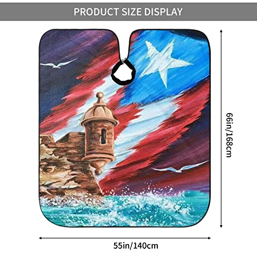 Puerto Rico Barber Cape With Adjustable Closure, Hairdressing Haircut Apron Barber Cover Gown For Hairdresser Styling Home - color: Boricua Puerto Rico Flag