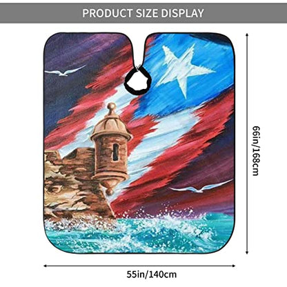 Puerto Rico Barber Cape With Adjustable Closure, Hairdressing Haircut Apron Barber Cover Gown For Hairdresser Styling Home - color: Boricua Puerto Rico Flag