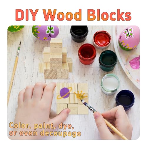 100Pcs 0.59” inch Unfinished Natural Wooden Cubes, Square Craft Wood Blocks for DIY Projects, Blank Wood Squares for Art, Building, Personalized Crafts, Wedding Decor, and Creative Displays - size: 1.5cm