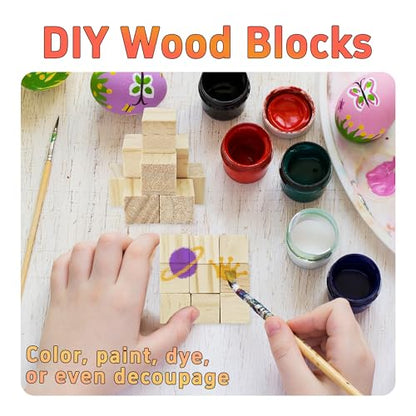 100Pcs 0.59” inch Unfinished Natural Wooden Cubes, Square Craft Wood Blocks for DIY Projects, Blank Wood Squares for Art, Building, Personalized Crafts, Wedding Decor, and Creative Displays - size: 1.5cm