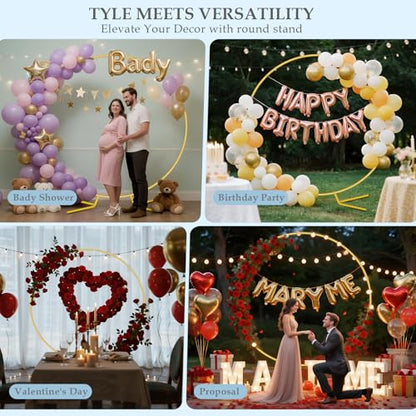 6.6FT Round Metal Arch Backdrop Stand, Circle Balloon Arch Stand Kit with Base, Metal Gold Wedding Arches Frame Heavy Duty for Birthday Gender Reveal Baby Shower Anniversary Party Decoration - size: 6.6FT