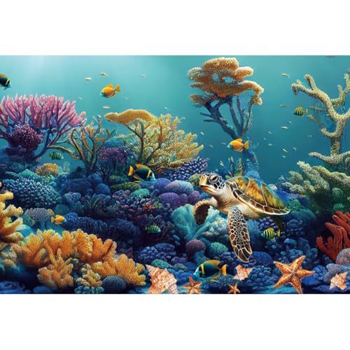 deFouliao Under The Sea Backdrop Deep Ocean Underwater World Coral Turtle Starfish Conch Background for Baby Shower Birthday Party Decorations Photo Banner Props, 9x6ft - color: Green, size: 9x6ft