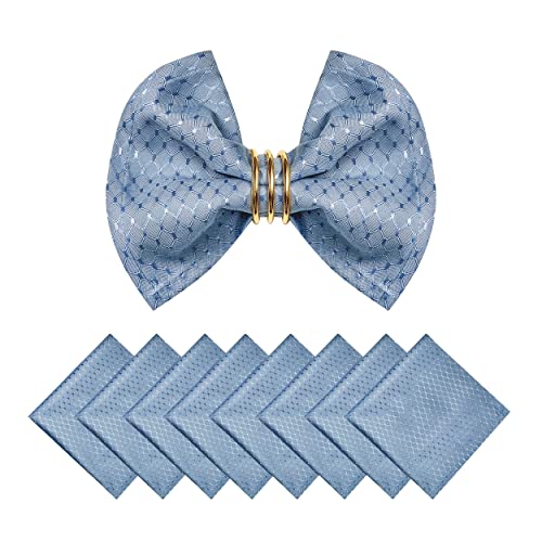 Cloth Napkins Set of 8 – Square 17x17 Inch Jacquard Fabric Polyester Washable Reusable Cloth Napkins for Kitchen Dinner Dining Restaurants Wedding Party Banquet Table (Light Blue) - color: Light Blue