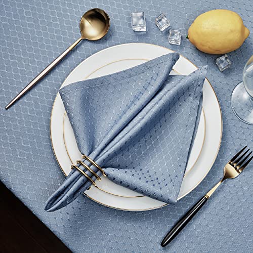 Cloth Napkins Set of 8 – Square 17x17 Inch Jacquard Fabric Polyester Washable Reusable Cloth Napkins for Kitchen Dinner Dining Restaurants Wedding Party Banquet Table (Light Blue) - color: Light Blue