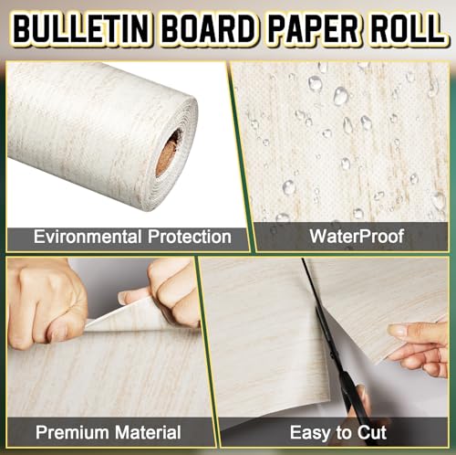 Inkspire Shiplap Bulletin Board Paper Roll,14.8FTx47IN Large Reusable Waterproof Erasable Classroom Wall Background Backdrop Paper,Fade-Resistant Fabric Wrapping School Decors Teacher Supplies - color: Shiplap
