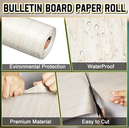 Inkspire Shiplap Bulletin Board Paper Roll,14.8FTx47IN Large Reusable Waterproof Erasable Classroom Wall Background Backdrop Paper,Fade-Resistant Fabric Wrapping School Decors Teacher Supplies - color: Shiplap