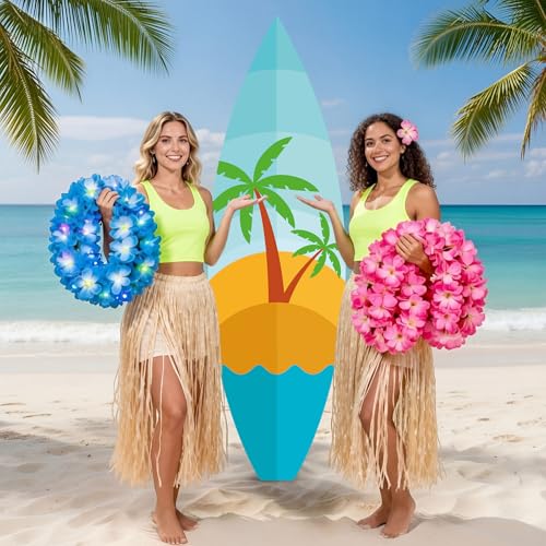 Yalikop 6 Ft Summer Surfboard Cardboard Cutout Stand Up Photo Prop - Hawaiian Tropical Party Decorations Standee Surfboard Foam Board for Garden Yard Sign Decor Beach Party Photography Background - style: Palm Tree