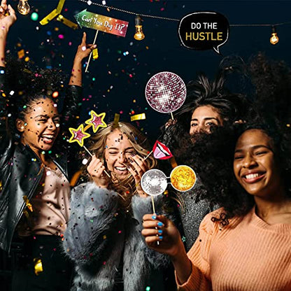 20Pcs Disco Party Photo Booth Props Disco 1970s Disco Throwback Party Photo Booth Props for Retro Disco Fever Dance 70's Boogie Theme 1970s Birthday Hippie Party Supplies