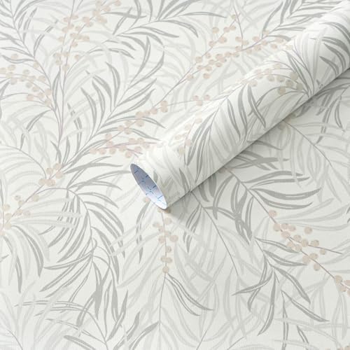 Vintage Wallpaper Beige Peel and Stick Wallpaper Green Leaf Wall Paper Berry Contact Paper for Cabinets Vinyl Renter Friendly Waterproof Self-Adhesive Bathroom Kitchen Bedroom 17.3”x 393” - color: Beige, size: 17.3" x 393"