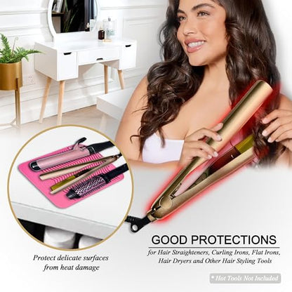 11" X 7.5" Large Size Heat Resistant Silicone Travel Mat, Anti-Heat Pad for Hair Straighteners, Hair Rollers, Curling Irons, Flat Irons and Other Hair Styling Tools - Baby Pink - color: Baby Pink, size: 11" X 7.5"