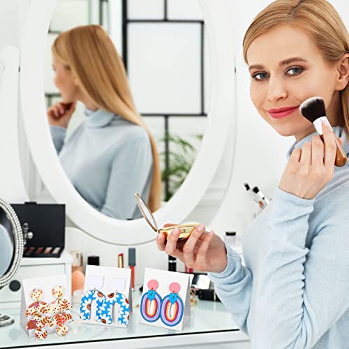 100 Pcs Standing Earring Display Cards Holders Paper Hanging Earring Packaging for Small Business Jewelry Packaging Supplies Selling DIY Retail Show Photography Props(White) - color: White