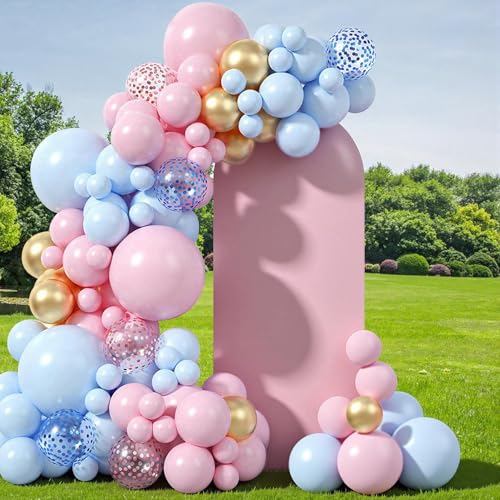 LEBENGURU Upgraded 6FT Open Arch Backdrop Cover, Dusty Pink Spandex Fitted Round Top Wedding Arches, Double-Sided U-Shaped Arch Chiara Stand Covers for Birthday Party Baby Shower Banquet Balloon Décor - color: Dusty Pink, size: 6FT
