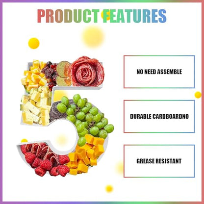 Charcuterie Cardboard Number Fillable Shaped Treat Decorative Box Anniversary Birthday Table Centerpiece (5 Style, 9inch) - size: 9inch, style: 5 Style