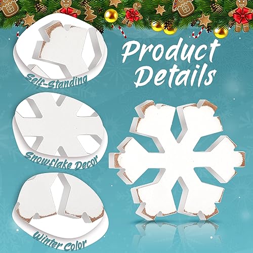 Huwena 6 Pcs Winter Tiered Tray Decor Snowflake Table Signs Hello Winter Wood Blocks Farmhouse Let It Snow Wood Decor for Table Shelf(Fresh Style) - style: Fresh Style