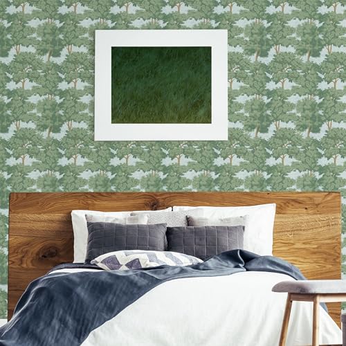 Main Street Peel and Stick Wallpaper Eco-Friendly Sheets 12 Pack, 11 X 16 Inch Toile Forest Design, Wall Mural for Home Decor, Removable Wall Decor Wallpaper Peel and Stick for DIY Projects - style: Toile Forest
