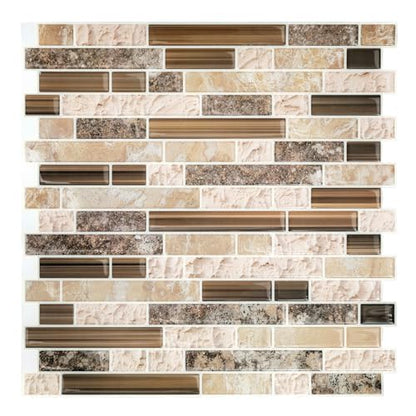 Yipscazo 10 Sheet 12''x12'' Peel and Stick Backsplash Tile for Kitchen, Self-Adhesive Stick on Backsplash Laundry Bathroom Textured Vinyl Sticker Wall Tiles Smart Tile in Sandstone - color: Sandstone