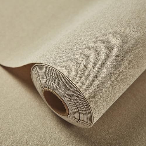 Fabric Grasscloth Texture Self-Adhesive Wallpaper Linen Peel and Stick Wallpaper Easy to Apply Removable Easy to Clean for Bedroom Livingroom Cabinet 16.5inx236.2in -Brown - color: Brown
