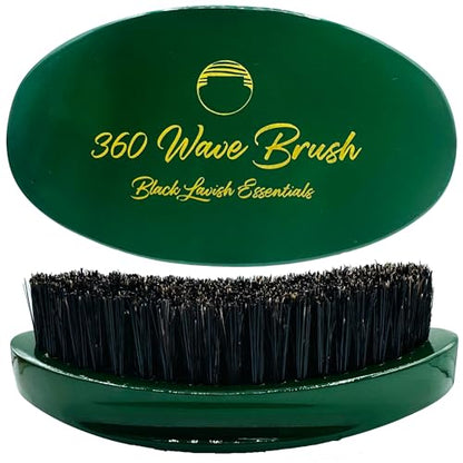 360 Wave Brush, Build Deeper Waves, Soft & Hard Boar Bristle Curved Brush, Black Lavish Essentials Signature (Medium-Hard, Emerald Green) - color: Emerald Green, size: Medium-Hard