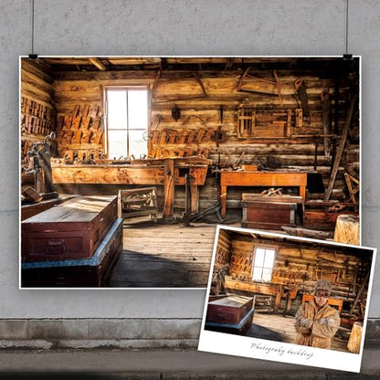 12x8ft Carpenter's Room Backdrop Wooden House Tools Full of Wall Photography Background for Workers Boys Men Fathers Day Themed Birthday Party Decorations Portrait Photo Studio Props Vinyl - size: 12x8ft