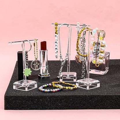 KALIONE 6 Pcs Acrylic Earrings Display Clear Earring Display Holder T Bar Earring Organizer Countertop Earring Hanger Stand Holder Tree Stand Earring Holder for Jewelry Props Show