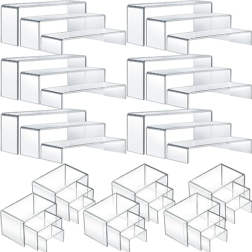 Sintuff 36 Pcs Acrylic Risers Large and Medium Acrylic Risers for Display Clear Display Stands Collectibles Stand Shelf for Show Figures Cupcake Jewelry